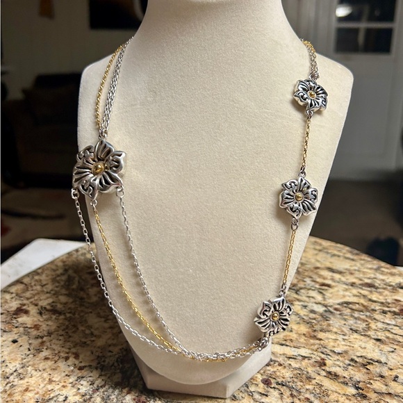 Brighton • Shadow Garden • Flower • Gold/Silver • Triple Strand Chain • Necklace - Picture 3 of 16